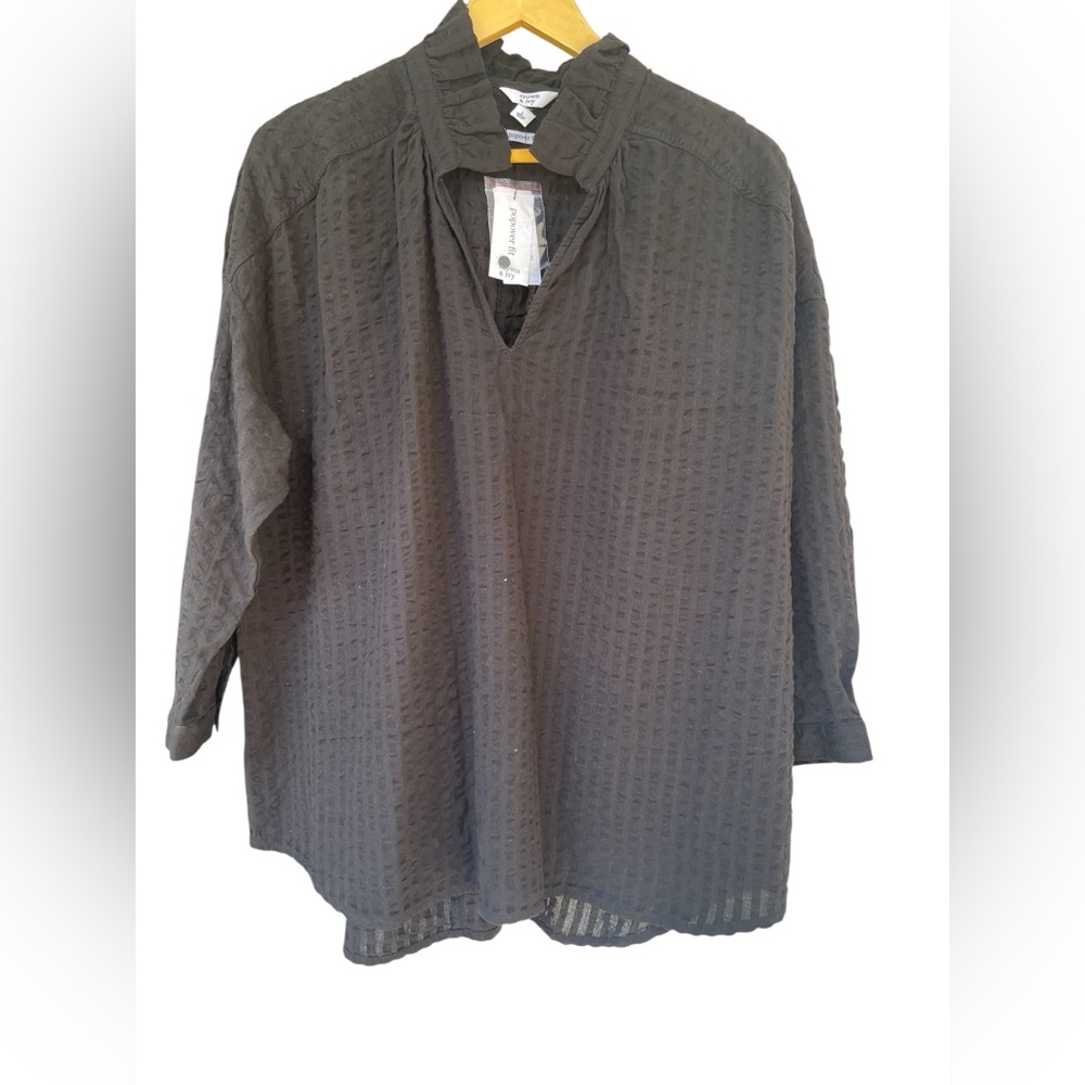 NWT Crown & Ivy SIZE Large black LS V-Neck Tunic Cotton